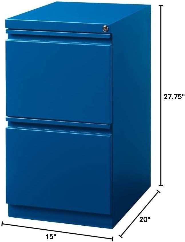 Hirsh Industries Cooper 2-Drawer Modern Metal Mobile Pedestal File Cabinet in Blue