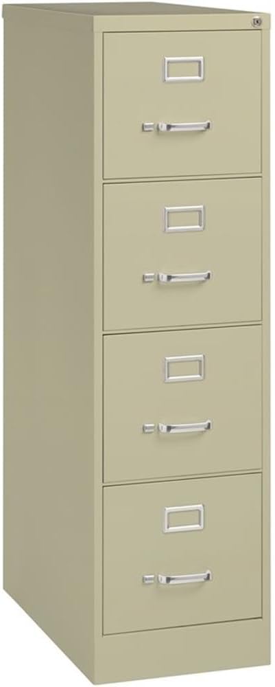 Pemberly Row 4 Drawers 52" Vertical Beige Metal Filing Cabinet Lockable Pre-Assembled Stationary Letter Size for Home, Office