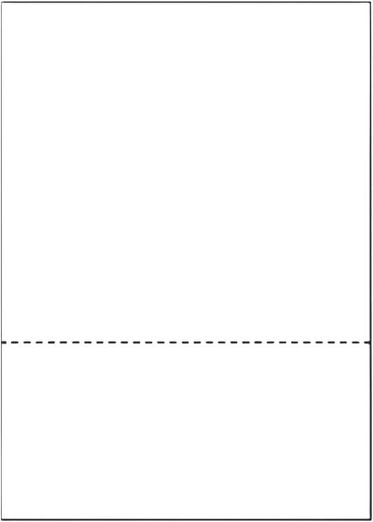 Limited Papers (TM) 8.5x11 Perforated Paper, 20/50 Pound, 75 GSM, Variety of Perforation Sizes and Colors, for Forms, Tickets, Postcards, Business Cards. (White, 2 up – 3.5” from bottom)