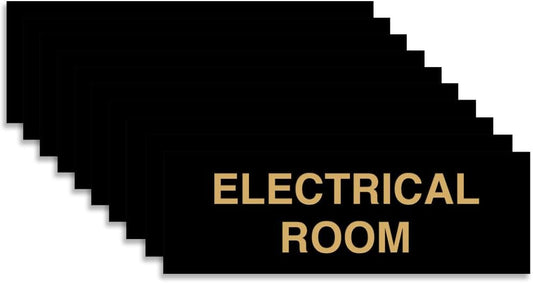 All Quality Basic Electrical Room Sign | Durable Construction | Building Safety - Black/Gold - Small (10 Pack)