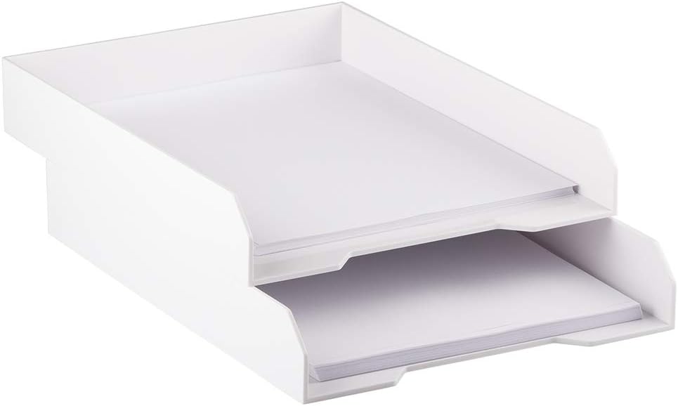 JAM PAPER Stackable Paper Trays - White - Desktop Document, Letter, & File Organizer Tray - Sold Individually