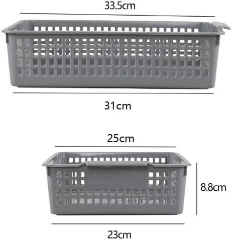 6 Packs Plastic Storage Baskets, Paper Organizer Baskets, Shallow Storage Basket Trays, Grey