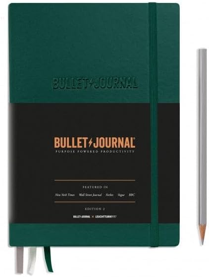 Leuchtturm1917 368952 Bullet Journal Edition 2 Green23, Medium A5, Hardcover, 206 Numbered Pages,Dotted