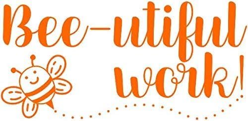 Custom Self-Inking Custom Stamps | 49 Designs | Fun Phrases | Grading Made Easy | Classroom and Library Book Stamps (Bee-utiful!, Xtra Large)