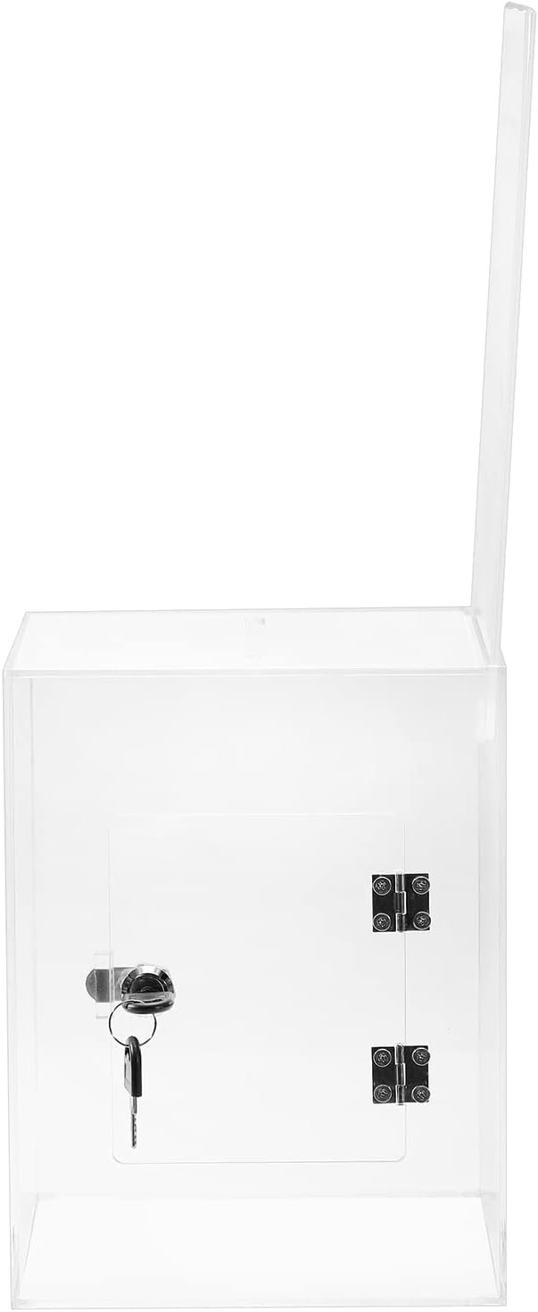 Large Acrylic Suggestion Box with Letter Size 8.5’’x11’’ Sigh Holder, Ballot Donation Box Money Storage Container for Voting, Charity, Ballot, Contest, Suggestions (Clear Acrylic)