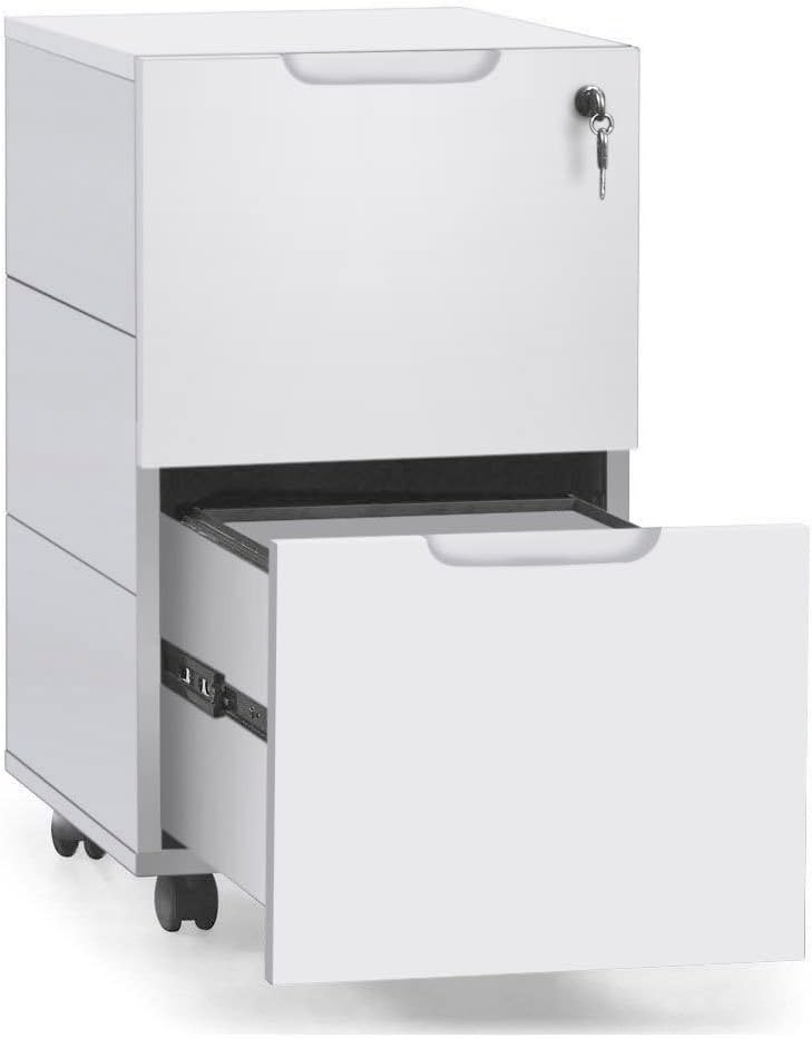 ZURI Hayes Modern 2 Drawer Mobile Legal and Letter Filling Pedestal - White