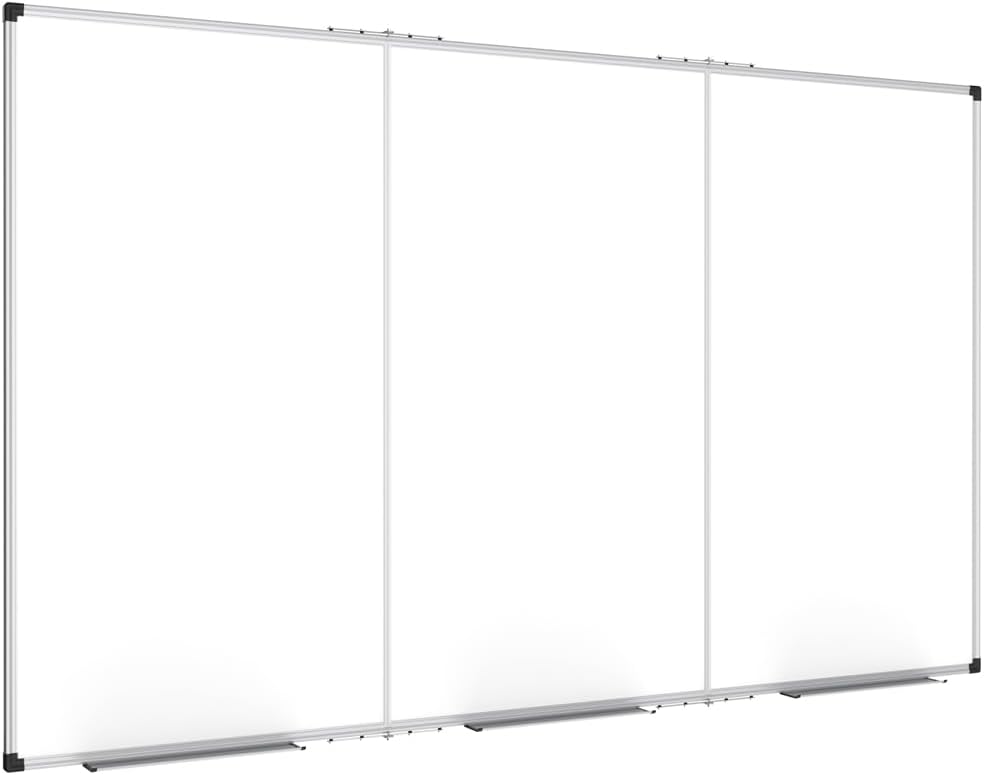 XBoard Magnetic Whiteboard 72 x 40 Inch | Foldable Dry Erase Board with Aluminium Frame & Marker Tray 6' x 3' | Wall Mounted