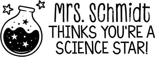 Custom Self-Inking Stamps | 49 Designs | Fun Phrases | Grading Made Easy | Classroom, Library & Book Stamps (Science Star, Large)