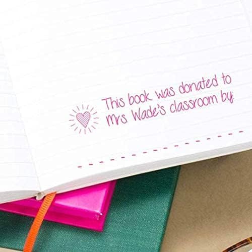 Custom Self-Inking Stamps | 49 Designs | Fun Phrases | Grading Made Easy | Classroom & Library Book Stamps (Book Donated by, Xtra Wide)