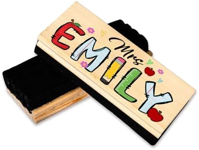 Personalized Name Chalkboard Eraser for Teachers – Dry Erase Board Cleaner –Back to School Supplies and First Day of School Gift- Custom Name