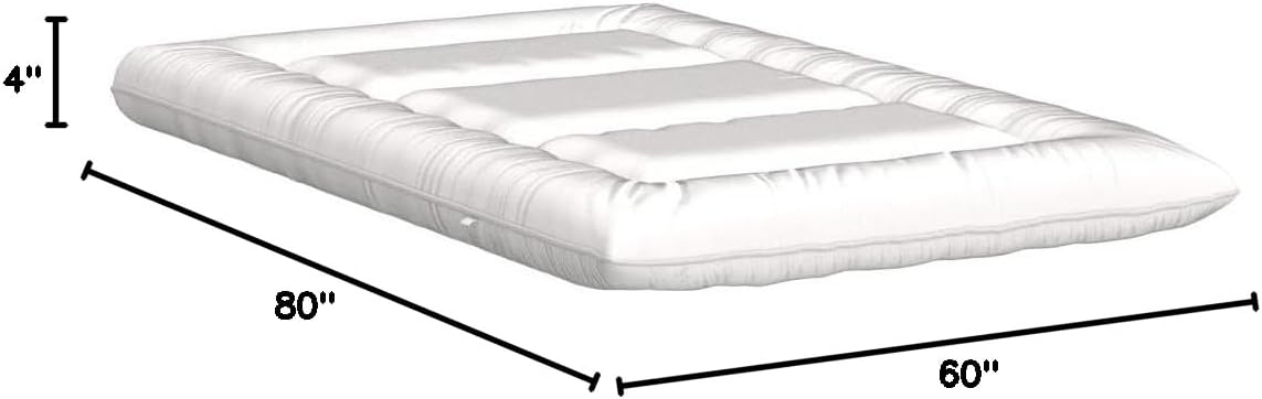 MAXYOYO Japanese Floor Futon Queen Size, Thicken Tatami Mat Sleeping Pad Foldable Roll Up Mattress Trifold Pad Guest Bed, Off White