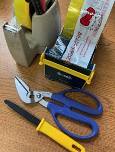 WOD TTD3SD Tabletop Multi-Roll Steel Desktop Tape Dispenser, Blue & Gray - Fits Tape up to 3 inch Wide, Holds 3 inch core, Weighted Rubber Base for Stability