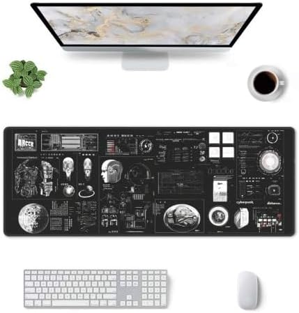 Machine Composition Mouse Pad 31.5 X 11.8 Inch Big Desk Rubber Base Stitched Edges Keyboard Pad XXL Mouse Mat for Home Game and Office