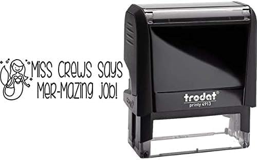 Custom Self-Inking Teacher Stamps | 49 Designs | Fun Phrases | Grading Made Easy | Classroom and Library Book Stamps (Mer-Mazing, Xtra Wide)