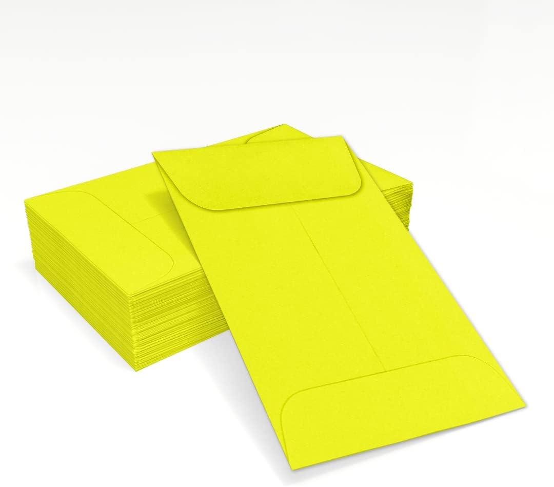 LUXPaper #1 Coin Envelopes | 2 1/4" x 3 1/2" | Citrus Yellow | 80lb. Text | 50 Qty