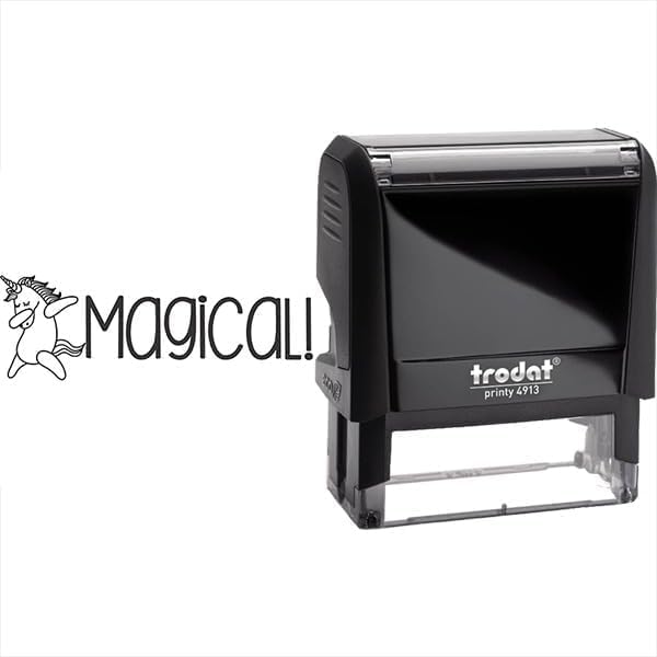 Custom Self-Inking Custom Stamps | 49 Designs | Fun Phrases | Grading Made Easy | Classroom, Library Book Stamps (Magical, Xtra Wide)