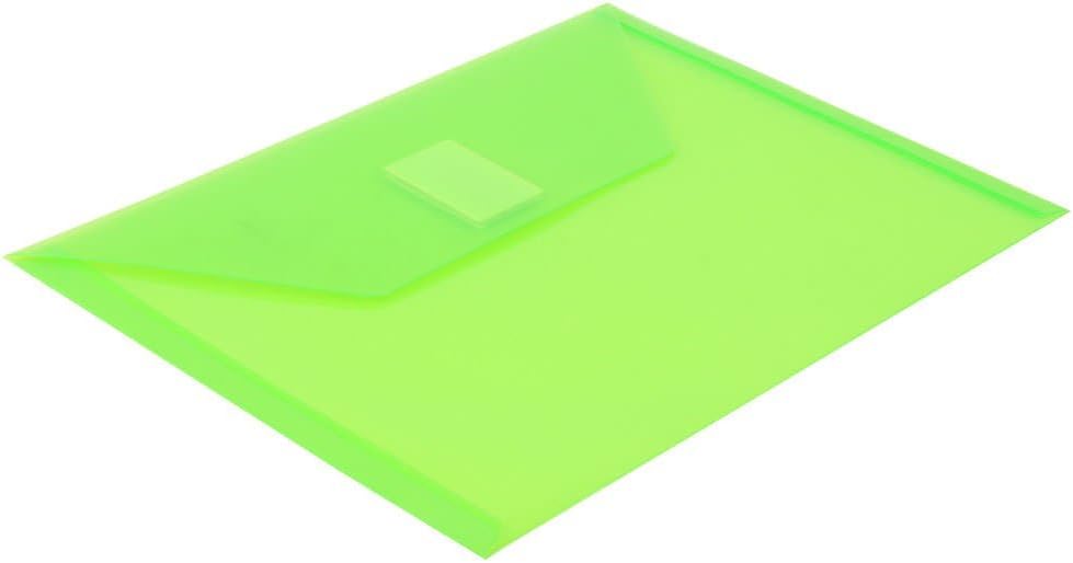 JAM PAPER Plastic Envelopes with Hook & Loop Closure - Index - 5 1/2 x 7 1/2 - Lime Green - 12/Pack