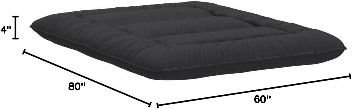MAXYOYO Japanese Floor Mattress Futon Mattress, 4" Thicken Tatami Mat Sleeping Pad Foldable Roll Up Mat Boys Girls Dormitory Pad Kids Floor Lounger Pillow Bed, Black, Queen