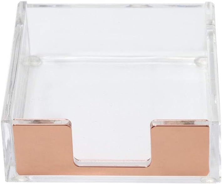 MultiBey Sticky Notes Memo Pad Holder Dispenser Rose Gold with Clear Desk Supplies Organizer Accessories for Office Home Schools (Rose Gold)