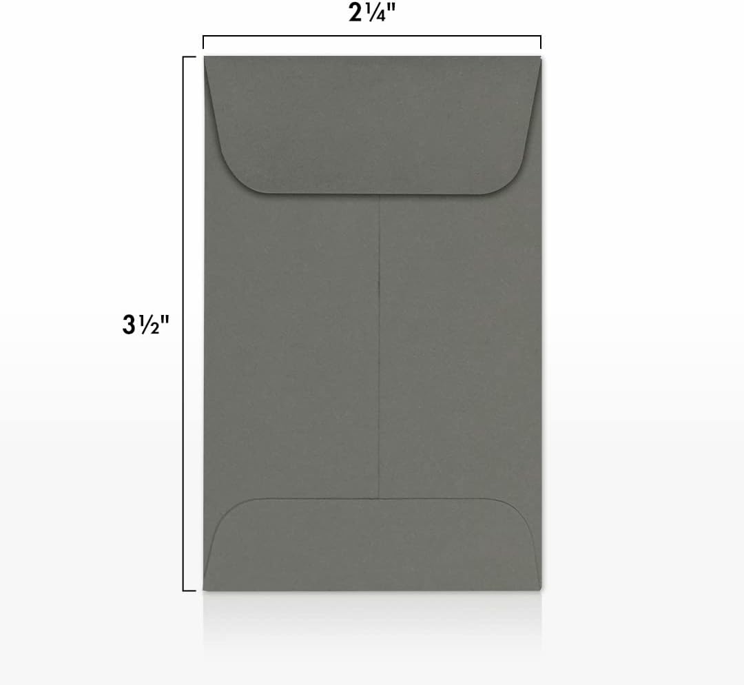 LUXPaper #1 Coin Envelopes | 2 1/4" x 3 1/2" | Smoke Gray | 80lb. Text | 250 Qty