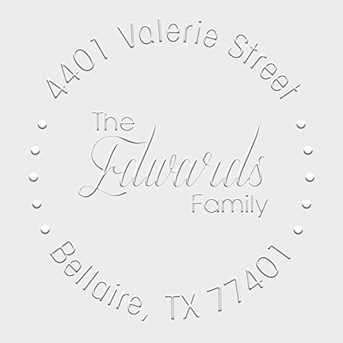 Custom Monogram Address Embosser - Personalized Round Seal with 50 Gold Seal Labels - Style EM021