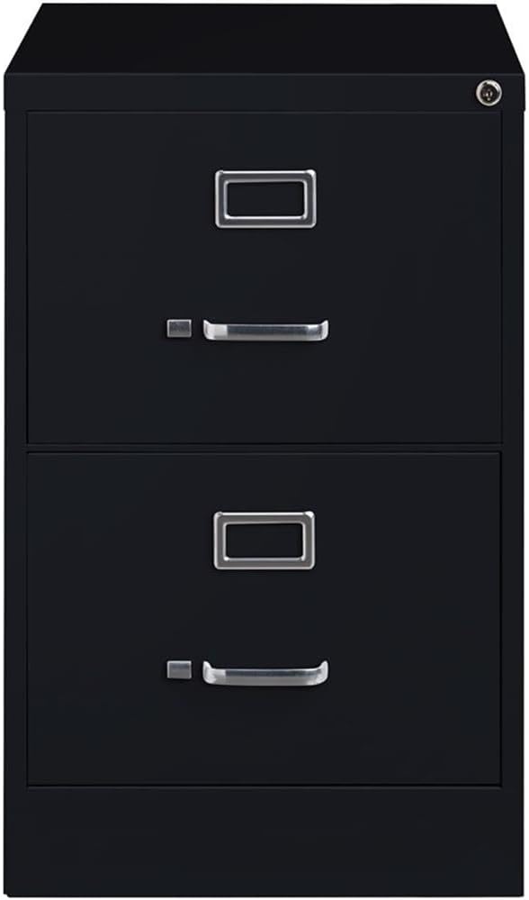 Pemberly Row 2 Drawers 28.38" Vertical Black Metal Filing Cabinet Lockable Pre-Assembled Stationary Legal Size for Home, Office