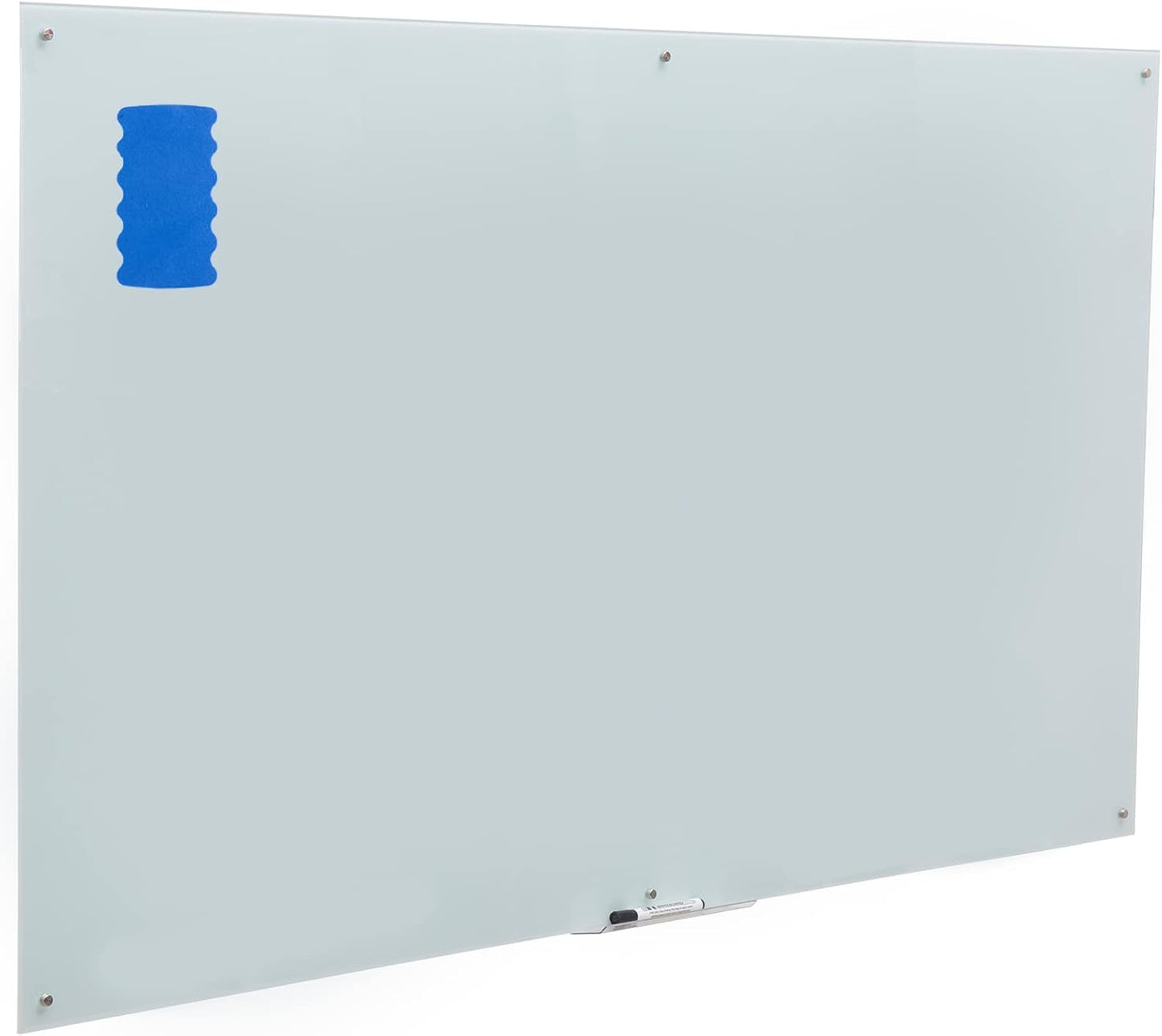 Dex Board 72" x 48" Large Glass Whiteboard 6' x 4' Frameless Tempered Glass Dry Erase Board with Marker Tray for Interactive Office, Wall Mounted Frosted Glass Whiteboard