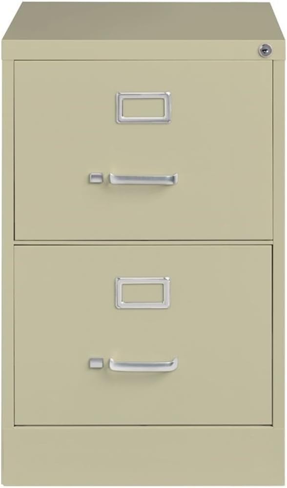 Pemberly Row 2 Drawers 28.38" Vertical Beige Metal Filing Cabinet Lockable Pre-Assembled Stationary Legal Size for Home, Office