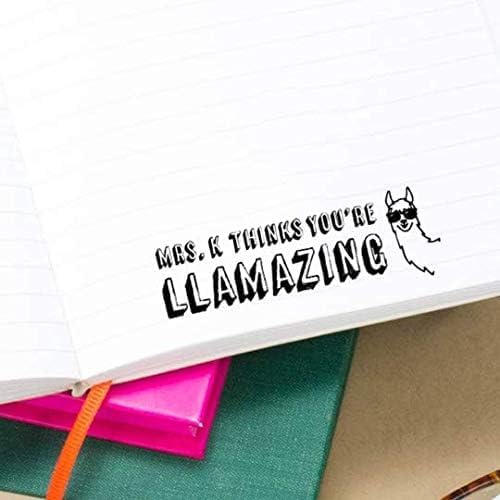 Custom Self-Inking Teacher Stamps | 49 Designs | Fun Teacher Phrases | Grading Made Easy | Classroom, Teacher and Library Book Stamps (Llamazing, Large)