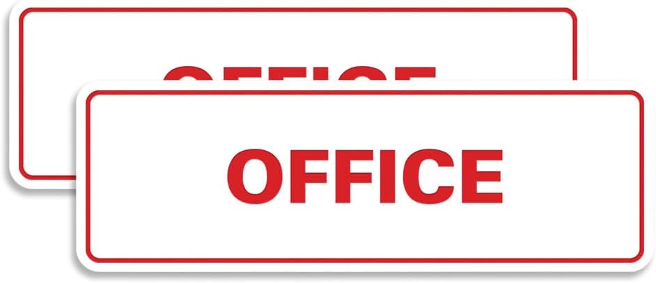 Signs ByLITA Standard Office Sign - Professional Business Signage - Easy to Install (White/Red) - Small 2 Pack