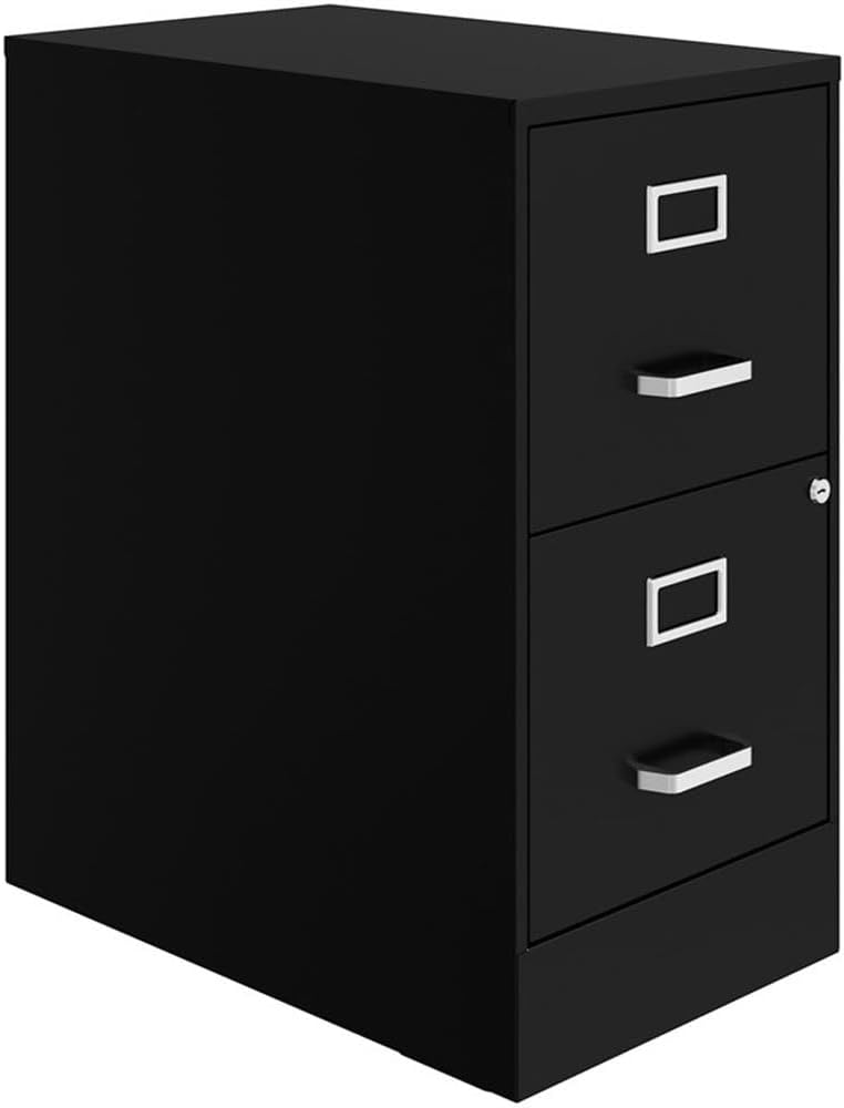Pemberly Row 2 Drawers 26.7" Vertical Black Metal Filing Cabinet Lockable Pre-Assembled Stationary Letter Size for Home, Office