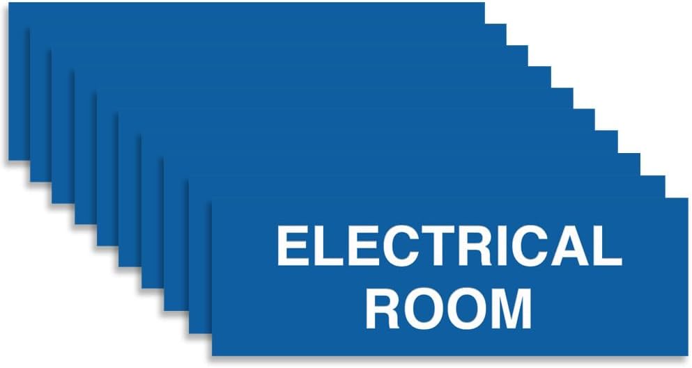 All Quality Basic Electrical Room Sign | Durable Construction | Building Safety - Blue - Medium (10 Pack)