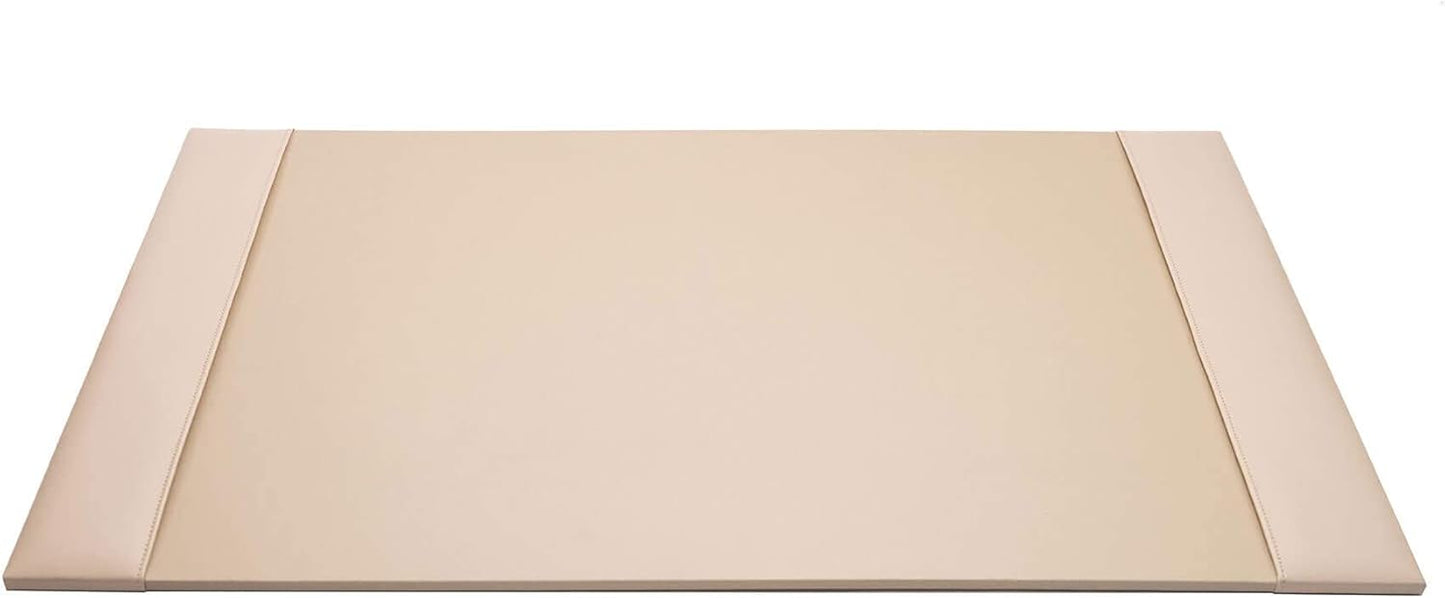 White Latte Bonded Leather 30" x 18" Side-Rail Desk Pad