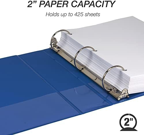 Samsill 3 Inch 3 Ring Binders, Made in USA, Economy Round Ring, Clear View Cover, 550 Sheet Capacity - for School, Home, Office - Blue, 4 Pack