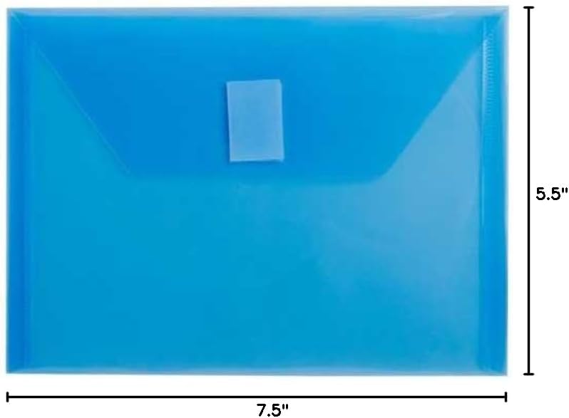 JAM PAPER Plastic Envelopes with Hook & Loop Closure - Index - 5 1/2 x 7 1/2 - Blue - 3/Pack