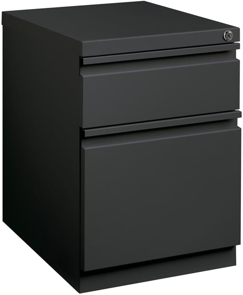 BOWERY HILL 20" D Mobile Pedestal File 2-Drawer Box/File Full Width Pull Charcoal