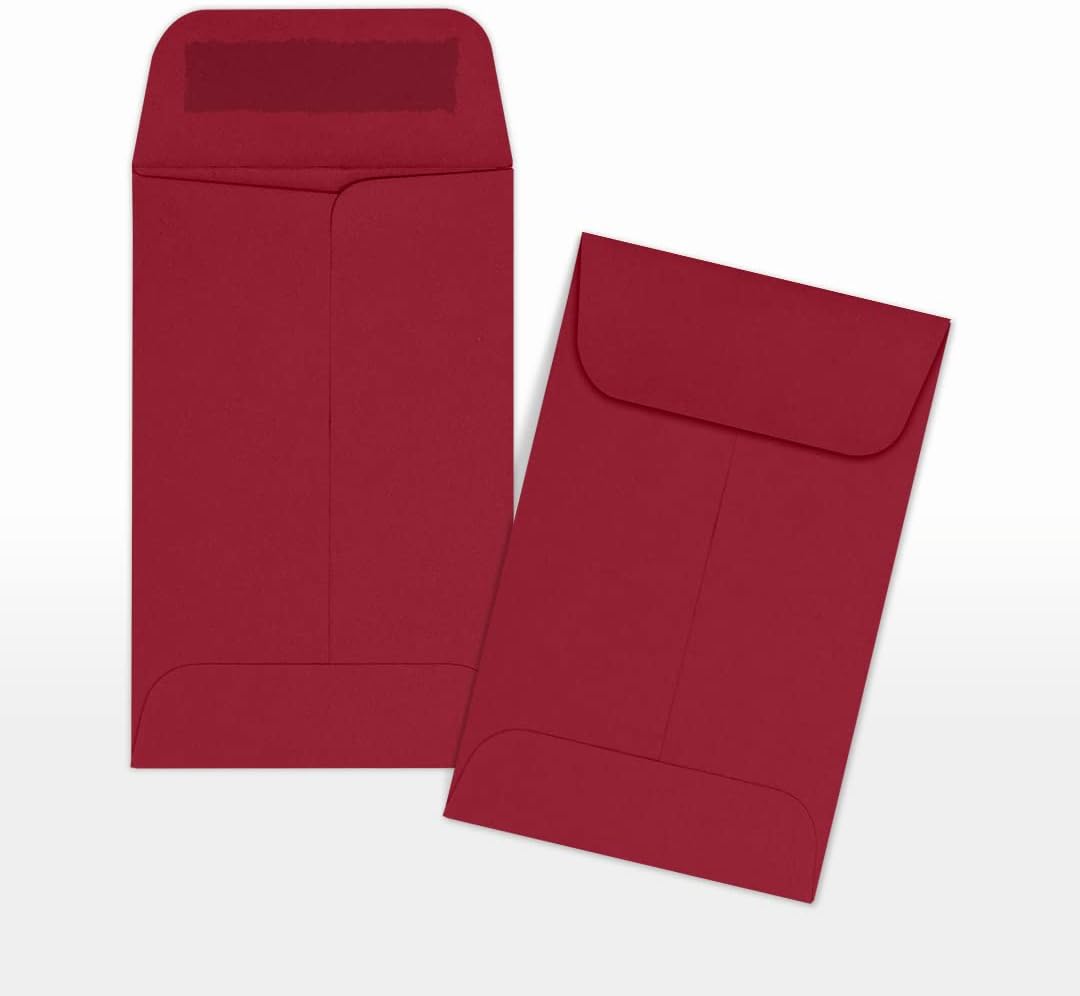 LUXPaper #1 Coin Envelopes | 2 1/4" x 3 1/2" | Garnet Red | 80lb. Text | 500 Qty