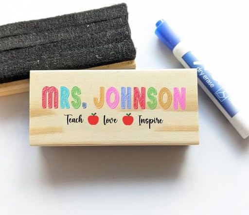 Personalized Name Chalkboard Eraser for Teachers – Dry Erase Board Cleaner –Back to School Supplies and First Day of School Gift- Custom Name