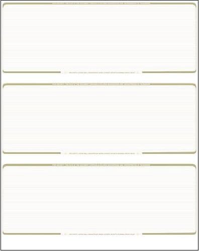 Business Voucher Check Stock - Computer Laser Checks - 3 Checks Per Page, 2500 Sheets/7500 Checks Gold Pinstripe