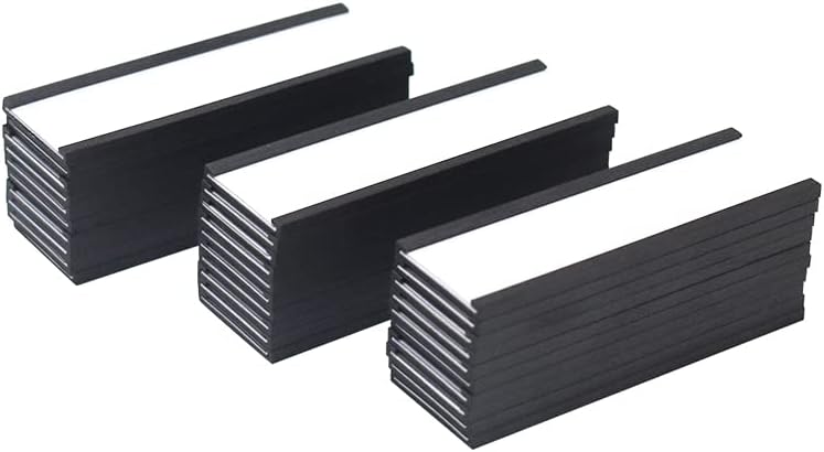 C Channel Magentic Label Holders 1x3 Inches with Paper Inserts and Clear Plastic Protectors, Pack of 30, Magnetic Data Card Holders File Cabinet Labels