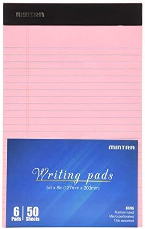 Mintra Office Legal Pads, ((Basic 6pk - (Pastel Set #2), 5in x 8in, Narrow Ruled))