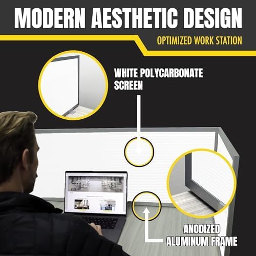 OBEX Polycarbonate Office Desk Mounted Privacy Screen Adjustable Table Top Panel Divider, Universal Aluminum Bracket-USA Made, 24" x 36", White