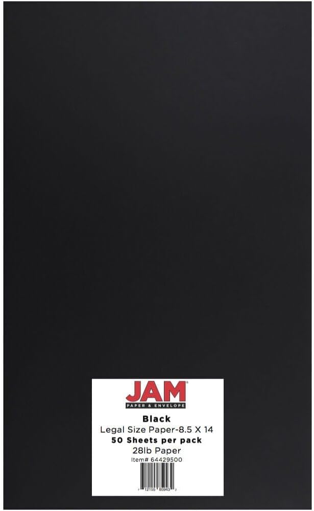 LUXPaper 8.5" x 14" Paper | Legal Size | Midnight Black | 80lb. Text | 50 Qty