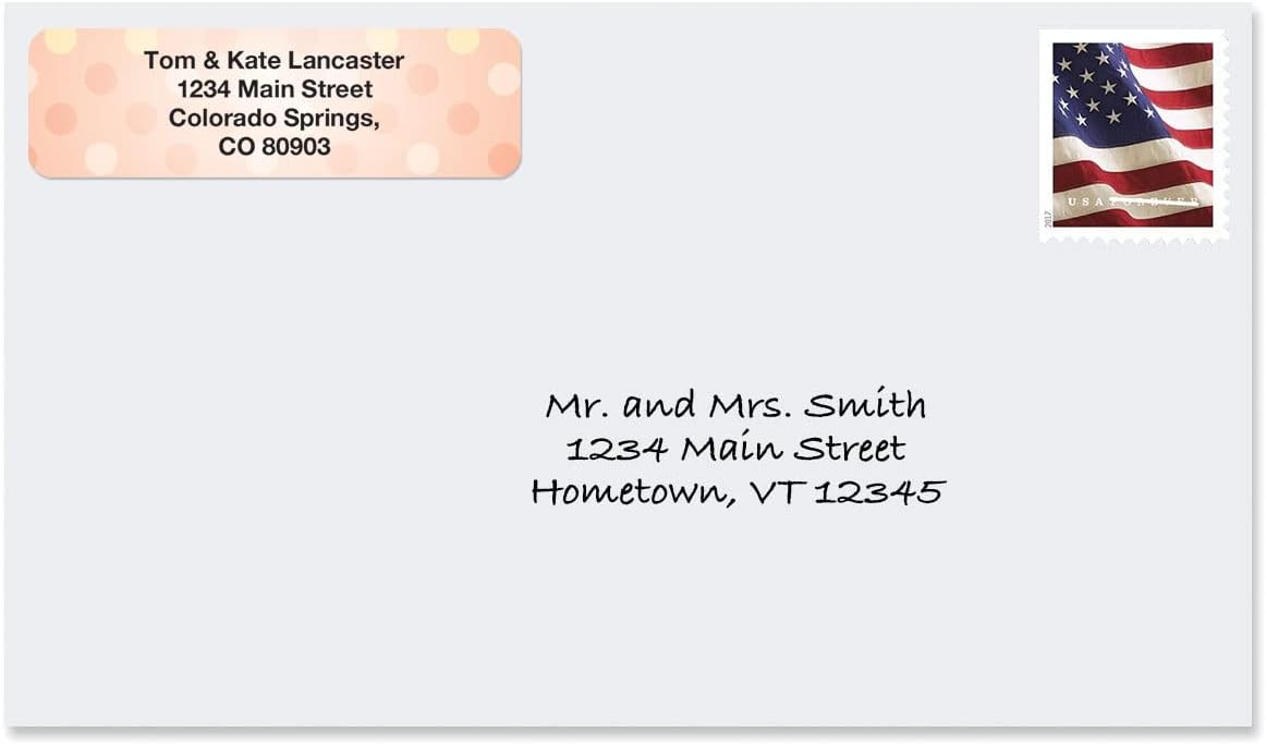 Pastel Dots Rolled Personalized Return Address Mailing Labels with Dispenser, Set of 250, 5 Designs, Small ¾ x 2½ Inch Size, Custom Self-Adhesive Sticker Roll, by Colorful Images