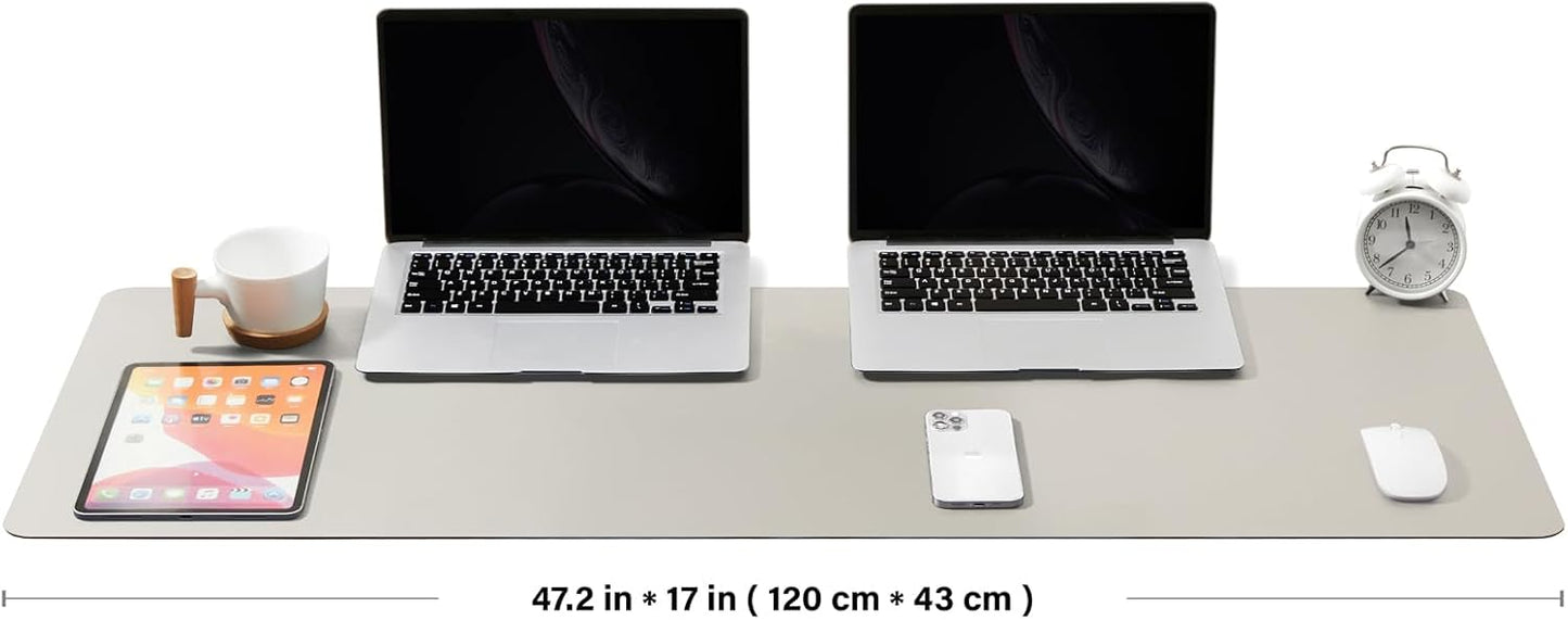 Large Desk Mat - 47.2"x 17" Non-Slip PU Desk Pad for Office and Home - Ideal for Large Mouse Pad and Desk Mats on Top of Desks(Light Gray)