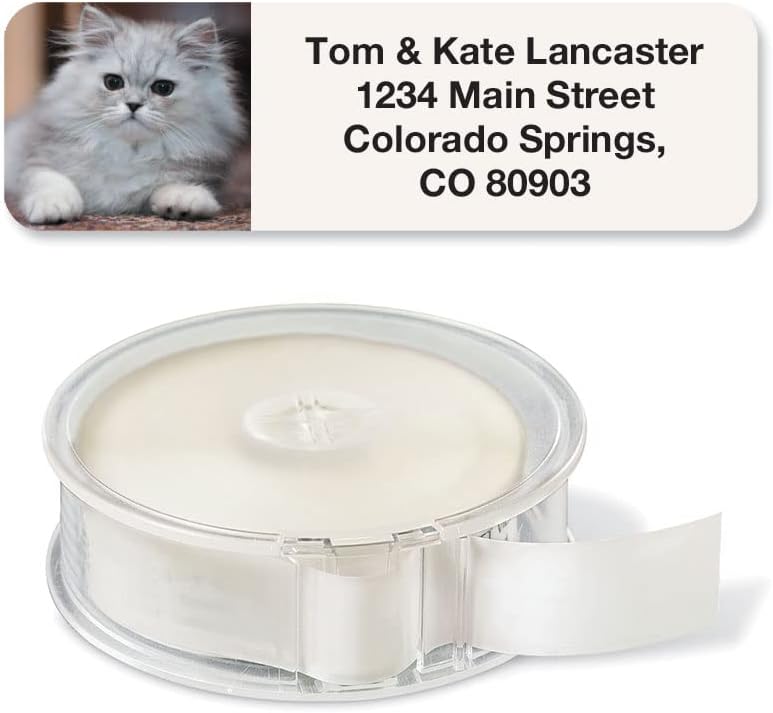 Cute Kittens Rolled Personalized Return Address Mailing Labels with Dispenser, Set of 250, 5 Designs, Small ¾ x 2½ Inch Size, Custom Self-Adhesive Sticker Roll, by Colorful Images