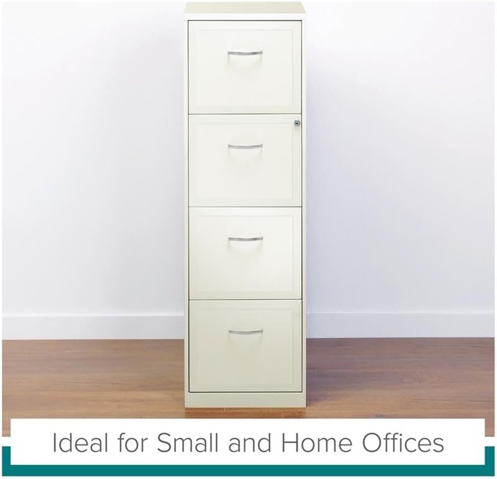 Pemberly Row 18" 4-Drawer Traditional Metal File Cabinet in White