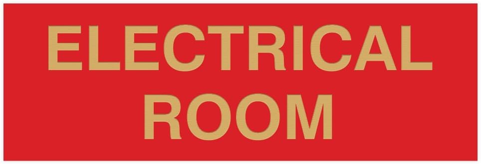 All Quality Basic Electrical Room Door/Wall Sign | Durable Construction | Building Safety - Red/Gold - Medium (1 Pack)
