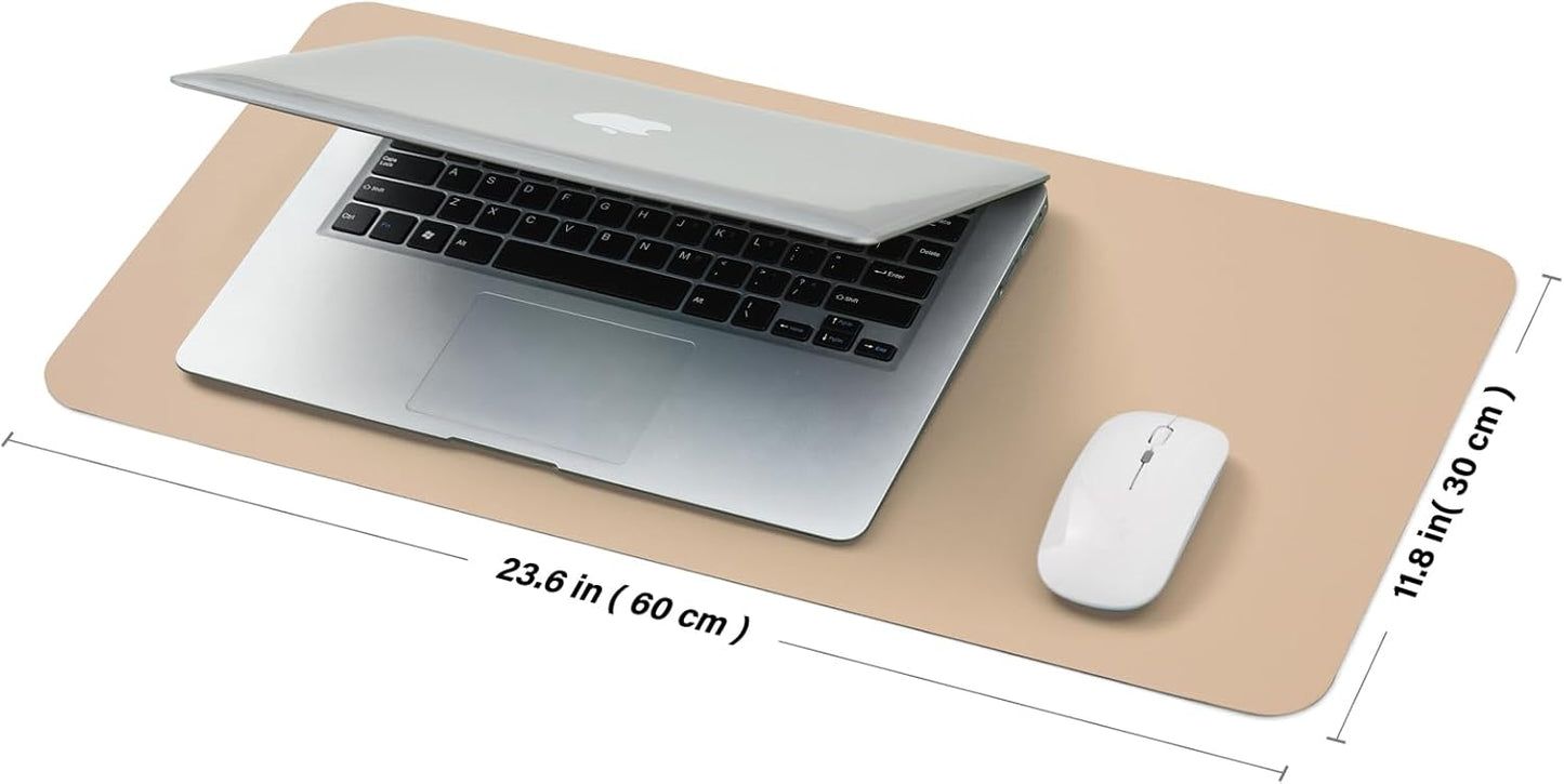 Compact Leather Desk Mat - Small Non-Slip PU Desk Pad for Office and Home - Desk Organization and Accessories - Ideal for Large Mouse Pad and Small Desk Mats on Top of Desks (Apricot,23.6"x 11.8")