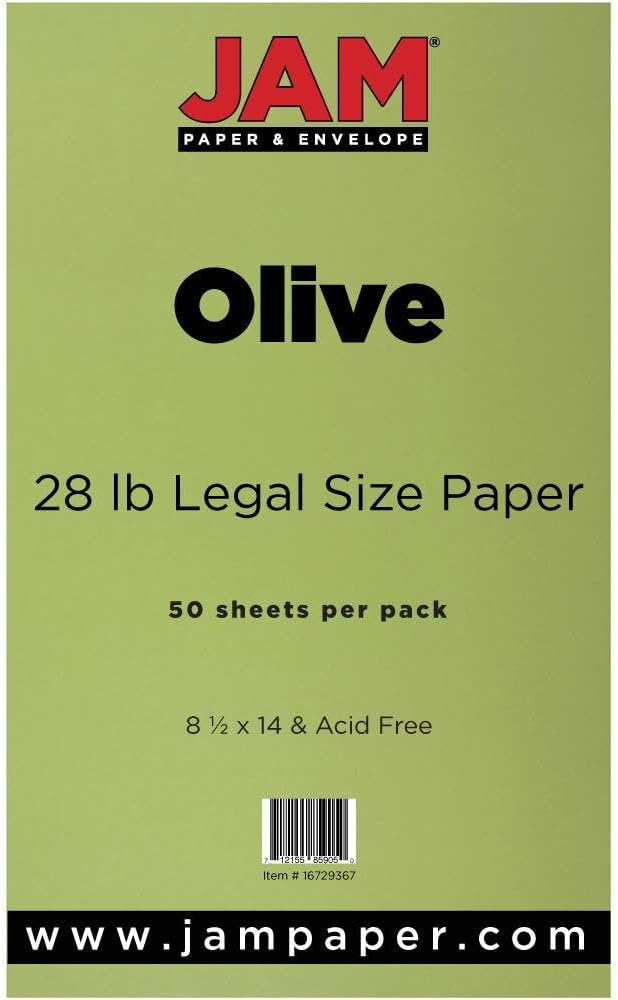 LUXPaper 8.5" x 14" Paper | Legal Size | Avocado Green | 70lb. Text | 50 Qty